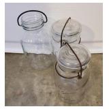 3 Vintage Wire Top Canning Jars