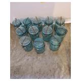 12 Vintage Blue Pint Size Ball Small Mouth