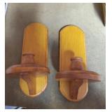 2 Wooden  Wall Candle Holders