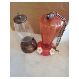 Glass/ Metal and a plastic Hummingbird Feeders