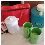 Mini Coffee Pot, Cups,Bag, Thermos Water