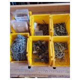 Assortment of bolts, screws, chain