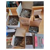 Assortment of Nails, Screws in Boxes