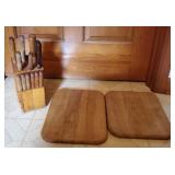 Knife Block, 2 Wooden Cutting Boards