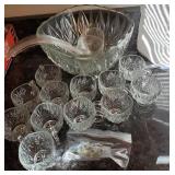 Glass Punch Bowl With 12 Cups