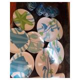12 pc Plastic cups and plates - sea motif