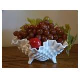 White Fenton hobnail fruit bowl