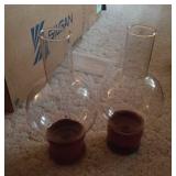 Pair wooden candle lamps