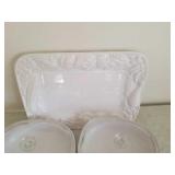 Corning ware casseroles & white 18" platter