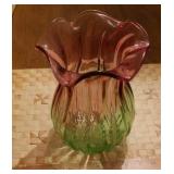 Art glass vase, 9" tall