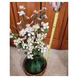 Large Glass Flower Vase In Basket