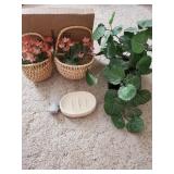 2 Wall Decorating Baskets and Soap Dish Flower
