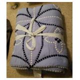 Blue & white comforter, 86 x 92 inches