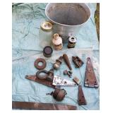 Metal Bucket, Hinges, File, Old Metal 2 Cye Oil