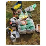 Opened Bags of Grass Seed, Grass Killer, Edging,