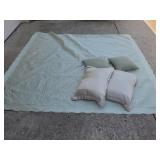 Green Blanket & Pillows & Bed Skirt