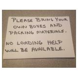 Bring your own packing materials