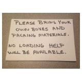 Bring your own packing materials
