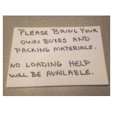 Bring your own packing materials