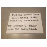 Bring your own packing materials