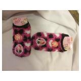 2 Pair Girls Socks Fuzzy No Show with  Grippers