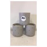 3 silver white winter scented candles