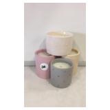4 scented candles: snowdrop, vanilla, silver