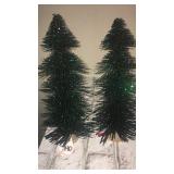 2 count Holiday bottle brush trees