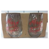 Merry & Bright 2 count wine glass set