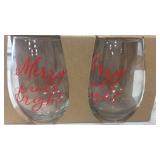 Merry & Bright 2 count wine glass set