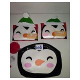 Holiday penguin makeup bag & 2 packs of tissues