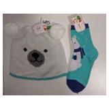 Holiday polar bear hat and sock set