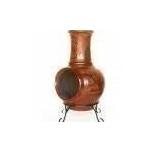 37 in. Clay KD Chiminea with Iron Stand (Scroll)