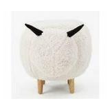Pearcy White Furry Sheep Ottoman Bench