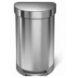 Brushed Stainless Steel Semi-Round Step-On Trash n