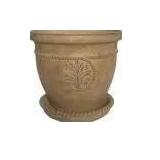 16" Aged Ivory Cast Stone Cameo Pot