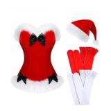 New 4 Pcs Christmas Santa Costume Women Girls
