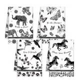 New Buryeah 4 Pcs Animal Tea Towel Black and