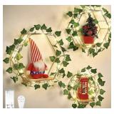 Hexagon Floating Shelves with Artificial Ivy LED