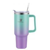 40 oz Tumbler with Handle and Straw Lid, 100%