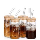 626-Glass Cups with Lids and Straws 4pcs-DWTS