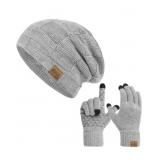 New Winter Beanie Hat and Touchscreen Gloves Set