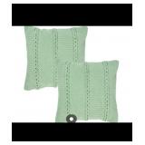 New Pipal Set of 2, Handloomed Green Throw Pillow