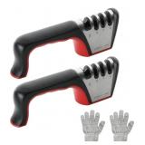 New YSSOA 2 Pack 4-in-1 Kitchen Knife Sharpener 4