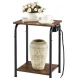 Tajsoon 2-Tier Side Table with Charging