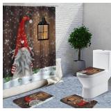 New Gnome Christmas Shower Curtain Set for