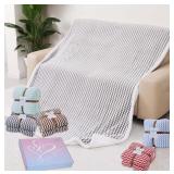 New Sherpa Fleece Blanket, Checkered Grid Warmer