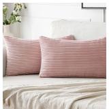 2 Sets of Woaboy Pack of 2 Corduroy Pillow Covers