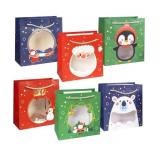 New Uptotop Christmas Gift Bags with Windows, 12