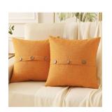 New HAUSSY Orange Linen Decorative Throw Pillow